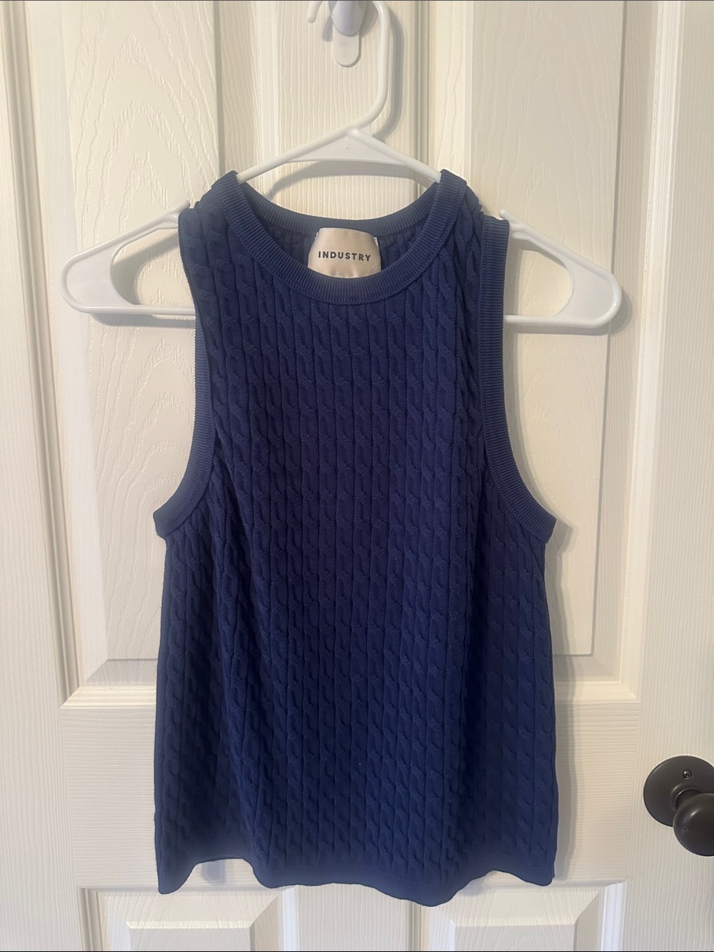 INDUSTRY Navy Cable-Textured Sleeveless Tank